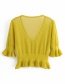 Fashion Mustard Green Ice Silk Openwork Sweater