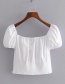 Fashion White Single-breasted Square Collar Short Shirt