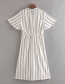 Fashion White Striped Single-breasted Dress