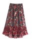 Fashion Red Cotton Printed Double-layer Lace Skirt