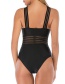 Fashion Black Printed Cross-webbing Bandage One-piece Swimsuit