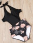 Fashion Black Splicing Print One-piece Swimsuit