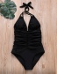 Fashion Black Pleated One-piece Swimsuit