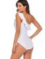 Fashion White One-shoulder Ruffled One-piece Swimsuit