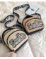 Fashion Yes Khaki Cross-stitched Embroidered Letter Sequin Shoulder Bag