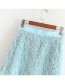 Fashion Light Blue Feather Tassel A Word Skirt