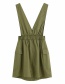 Fashion Army Green Pocket Elastic Waist Vest Single-breasted Dress