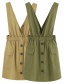 Fashion Army Green Pocket Elastic Waist Vest Single-breasted Dress