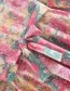 Fashion Color Floral Printed Lace V-neck Dress
