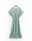 Fashion Lake Green Splicing Silk Satin Dress
