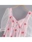 Fashion Pink Strawberry Printed Mesh Stitching Dress