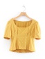 Fashion Yellow Sun Flower Print Short Pullover Shirt
