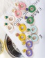 Fashion Pink Love Color Contrast Stitching Glazed Round Earrings