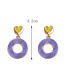 Fashion Pink Love Color Contrast Stitching Glazed Round Earrings