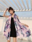 Fashion Purple Cotton And Linen Printed Scarves