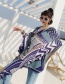 Fashion Blue And White Stripes Cotton And Linen Printed Scarves