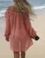Fashion Pink Solid Color Drawstring Blouse