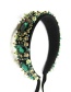 Fashion Transparent Green Pearl-studded Headband
