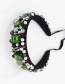 Fashion Green Gemstone Diamond Pearl Hoop