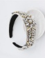 Fashion Black Full Diamond Pearl Leaf Geometric Headband