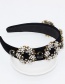 Fashion Black Full Diamond Pearl Circle Geometric Headband