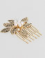 Fashion Gold Diamond Leaf Pearl Hair Comb