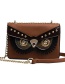 Fashion Brown Pu Fringed Eye Shoulder Bag