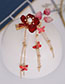 Fashion Red Flower Butterfly Crystal Tassel Hair Clip