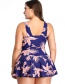 Fashion Lake Blue Printed Skirt Split Swimsuit