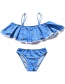 Fashion Blue One-shouldered Ruffled Child Split Swimsuit