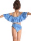 Fashion Blue One-shouldered Ruffled Child Split Swimsuit