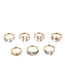 Fashion Gold Open Set Of Diamond Butterfly Flower Ring Set Of 7