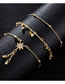 Fashion Gold Rice Beads Beaded Six-pointed Star Alloy Anklet 3 Piece Set