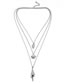 Fashion Silver Shell Size Conch Alloy Three-layer Necklace