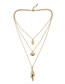 Fashion Gold Shell Size Conch Alloy Three-layer Necklace