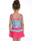 Fashion Blue Heart Flamingo Skirt Children's Swimsuit