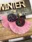 Fashion Light Pink Alloy Rhinestone Pearl Round Tassel Stud Earrings