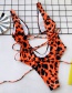 Fashion A992 Orange Red Leopard Openwork Strappy One-piece Swimsuit