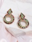Fashion Green Color Round Diamond Stud Earrings
