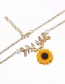 Fashion Rose Gold Sunflower Leaf Flower Necklace