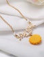 Fashion Rose Gold Sunflower Leaf Flower Necklace