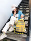 Fashion Yellow Contrast Plaid Love Pendant Bag
