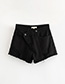 Fashion Black Diagonal Buckle Denim Shorts