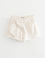 Fashion White Diagonal Buckle Denim Shorts