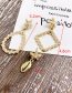Fashion Gold Alloy Pearl Starfish Square Stud Earrings