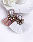 Fashion Khaki + White Alloy Diamond Drop Tassel Earrings