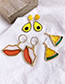 Fashion Red Alloy Resin Ring Hollow Lips Stud Earrings