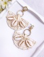 Fashion White Rattan Woven Shell Fan-shaped Earrings