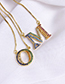 Fashion Golden A Copper Inlaid Zircon Letter Necklace