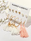 Fashion Gold Geometric Tassel Love Pearl Earrings Set Of 6